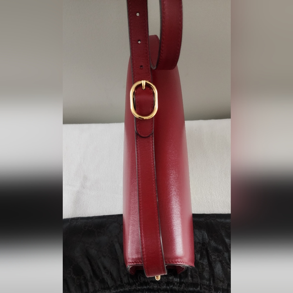 Authentic Gucci GG Marmont Red Leather Shoulder Bag Gold Hardware Gucci Handbag - Picture 14 of 14